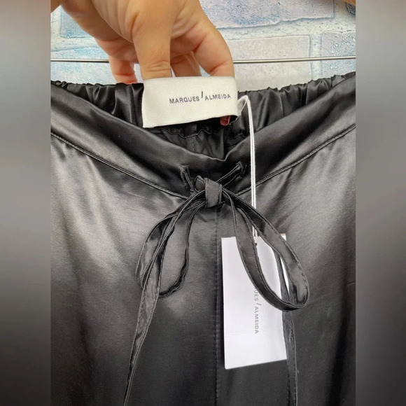 MARQUES' ALMEIDA
Feather-embellished kick-flare satin trousers size 10 - Picture 6 of 16